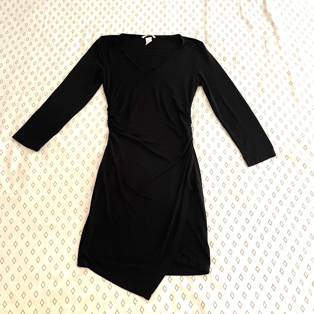 H&M Gathered Waist Black Mini Dress